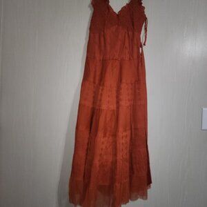Chic Sleeveless Orange Maxi Dress